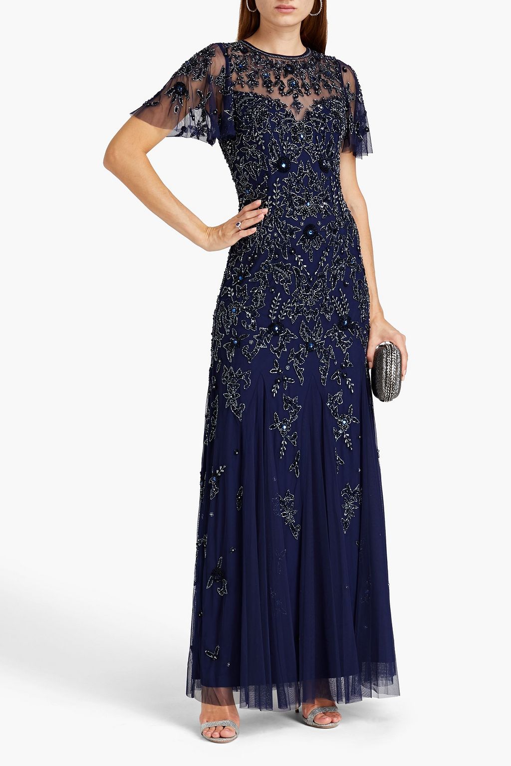 AIDAN MATTOX Embellished tulle gown