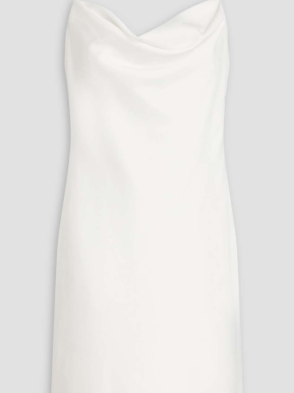 crystal-embellished draped stretch-satin mini slip dress