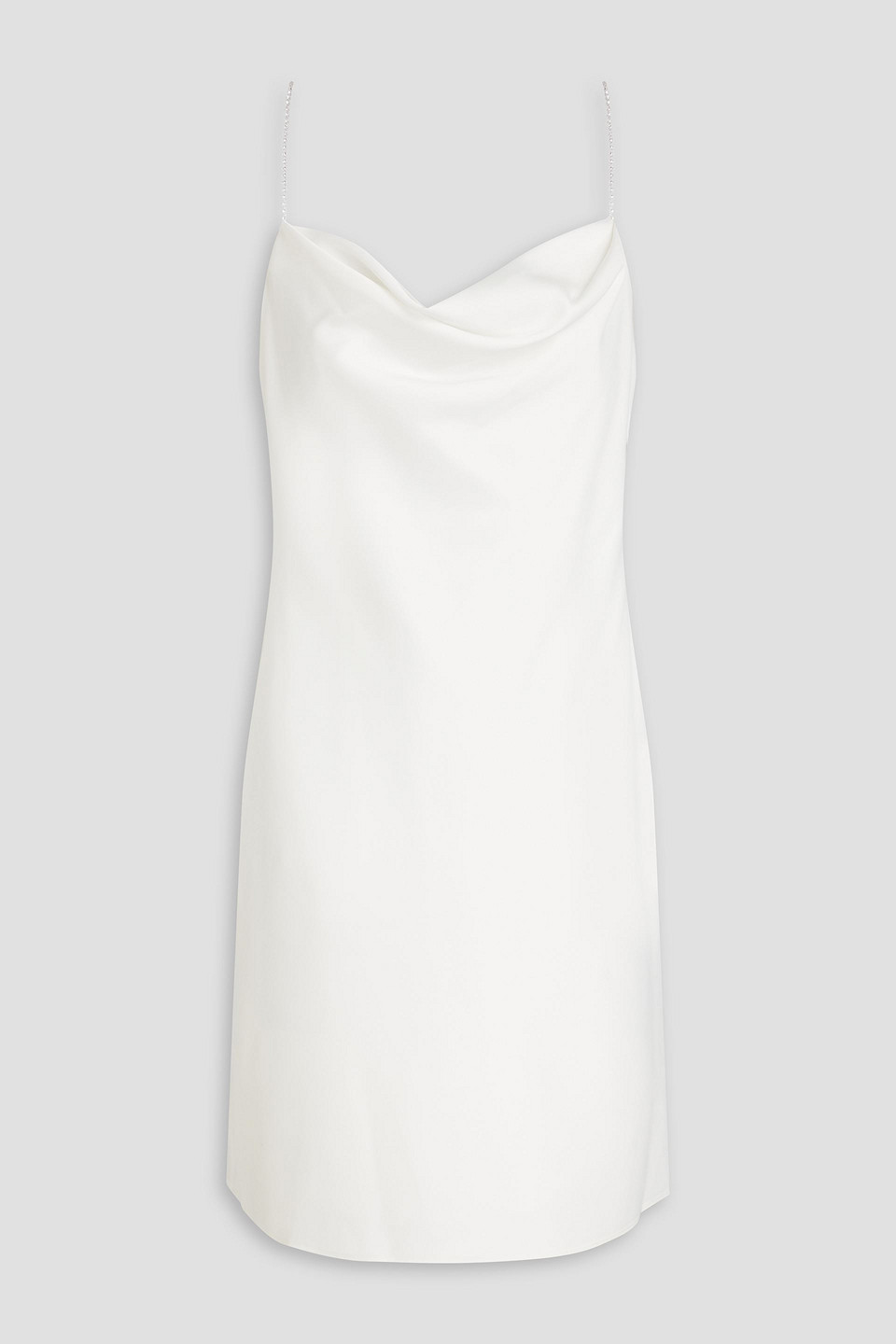 Aidan Mattox Crystal-embellished Draped Stretch-satin Mini Slip Dress In White