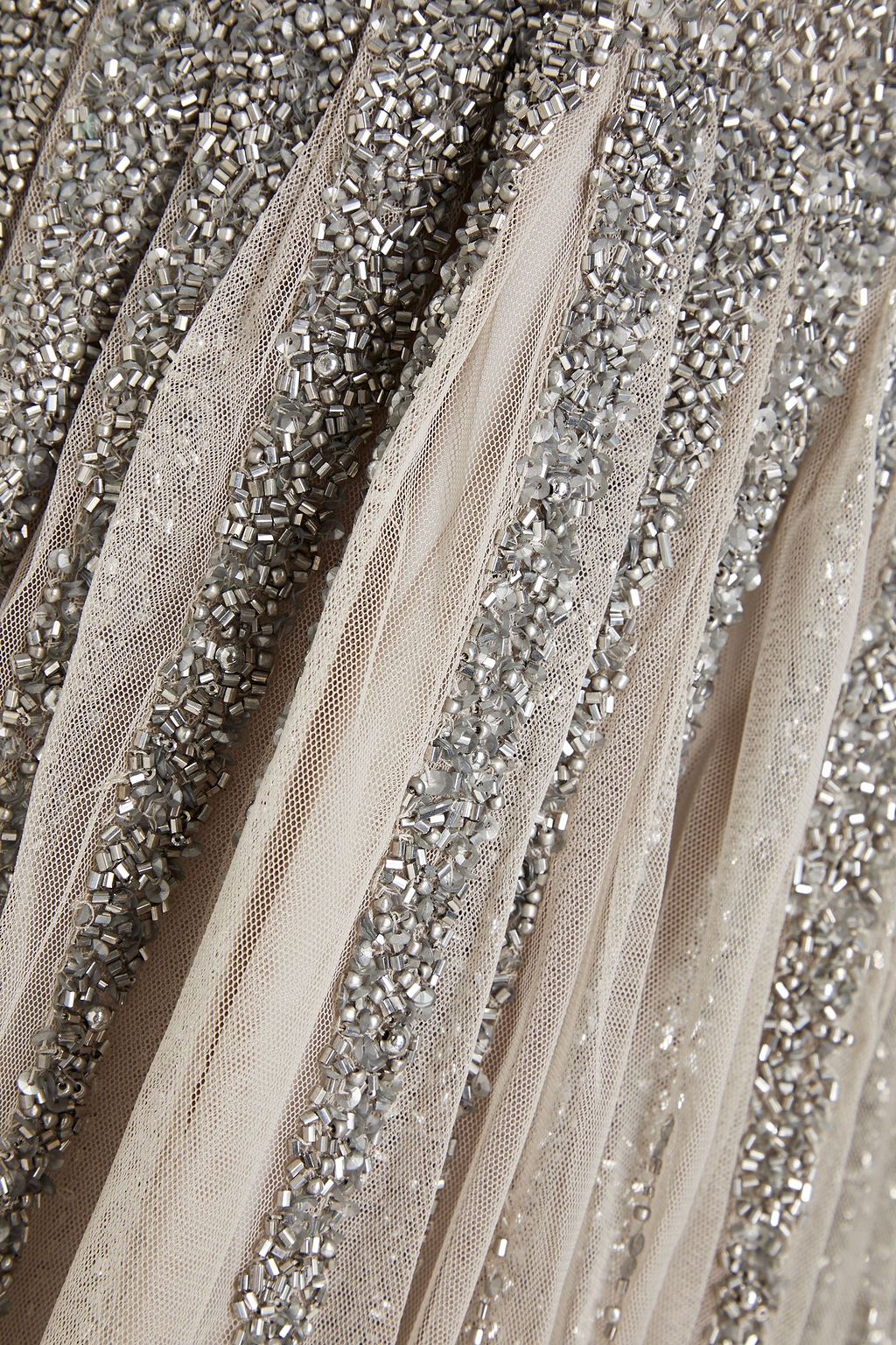 AIDAN MATTOX Pleated embellished tulle gown