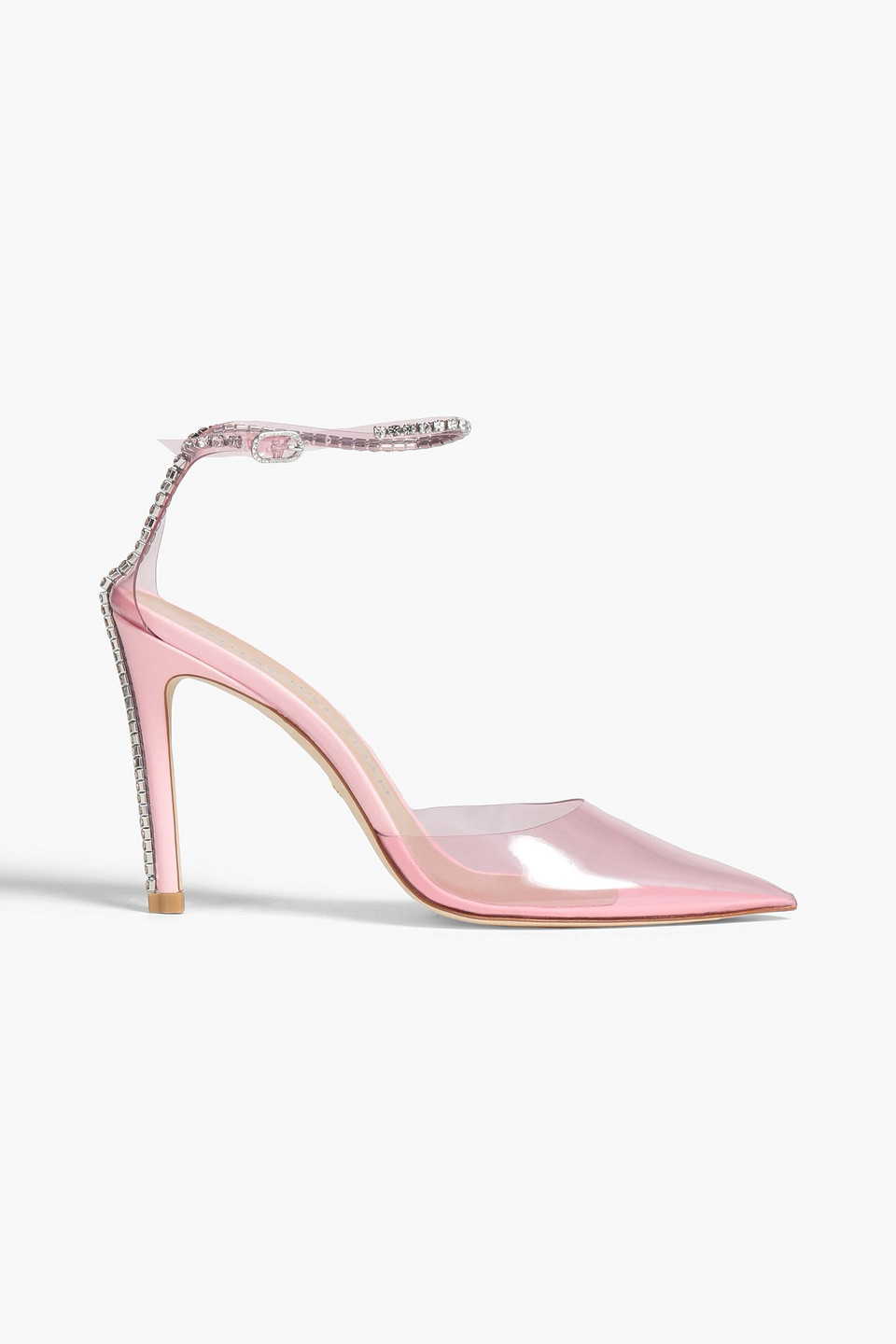 Stuart Weitzman Glam 100 Embellished Leather And Pvc Pumps In Baby Pink