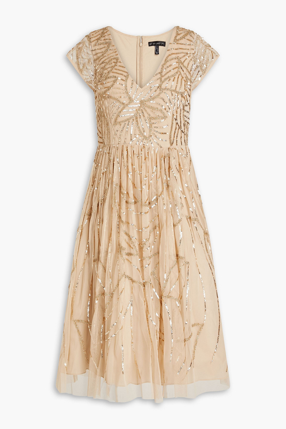 Aidan Mattox Gathered embellished tulle midi dress