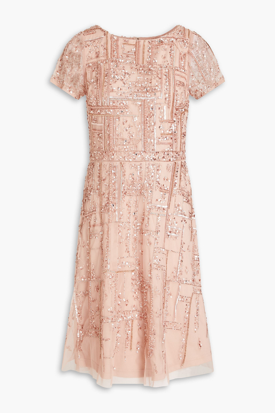 Aidan Mattox Embellished Tulle Dress In Pink