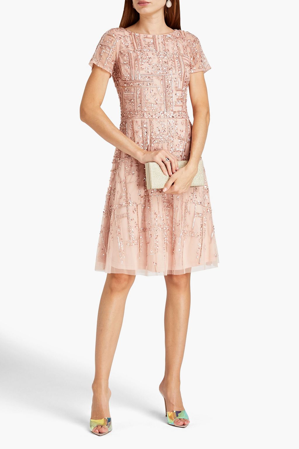 AIDAN MATTOX Embellished tulle dress