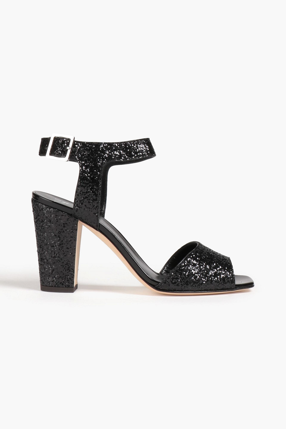 Giuseppe Zanotti Lavinia 80 Glittered Leather Sandals In Black