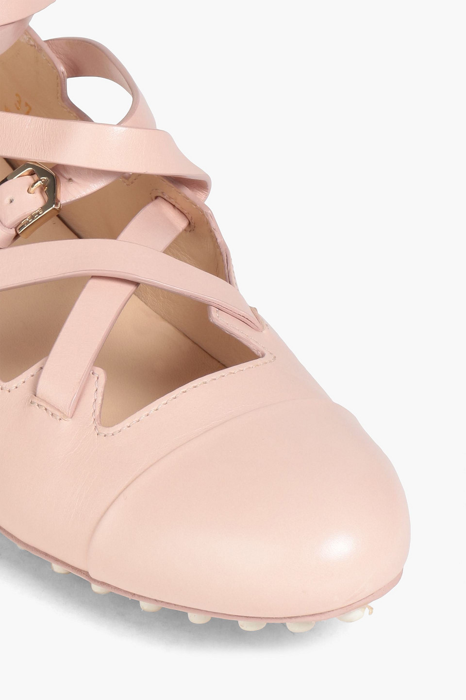 TOD'S BUCKLED LEATHER BALLET FLATS
