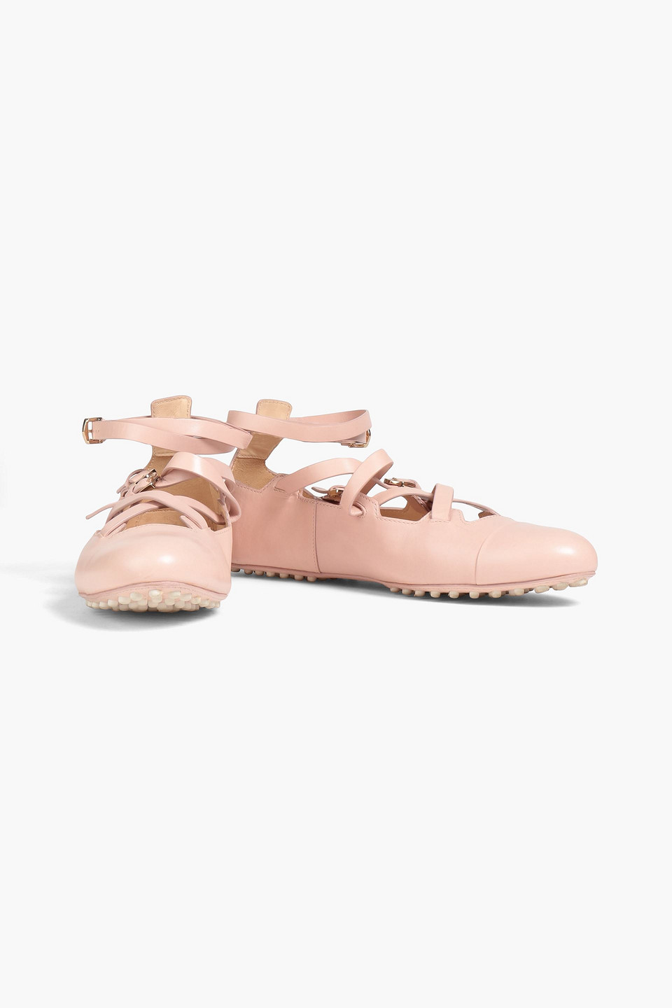 TOD'S BUCKLED LEATHER BALLET FLATS