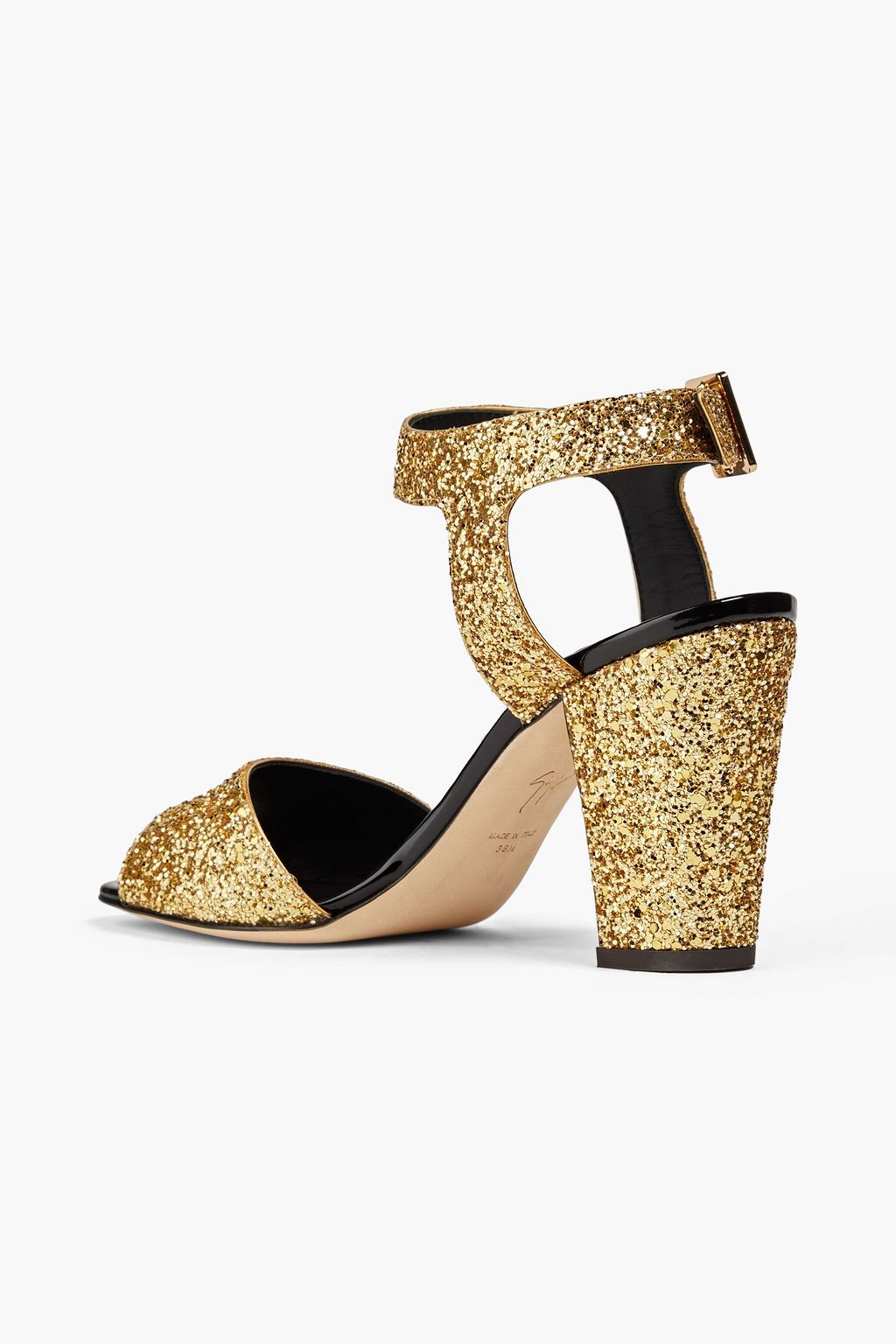 GIUSEPPE ZANOTTI 라비나 80 글리터 디테일 가죽 샌들