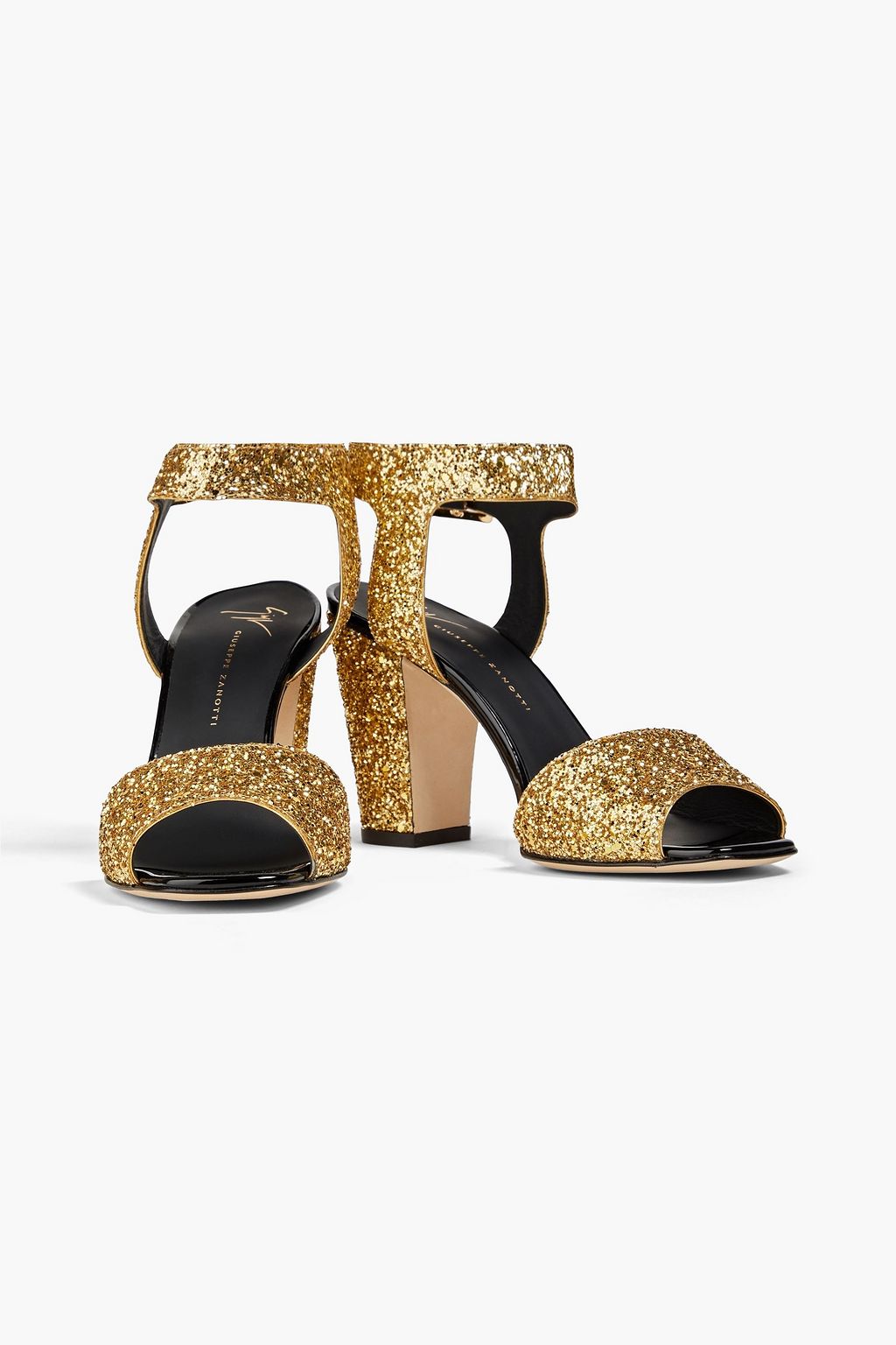 GIUSEPPE ZANOTTI 라비나 80 글리터 디테일 가죽 샌들