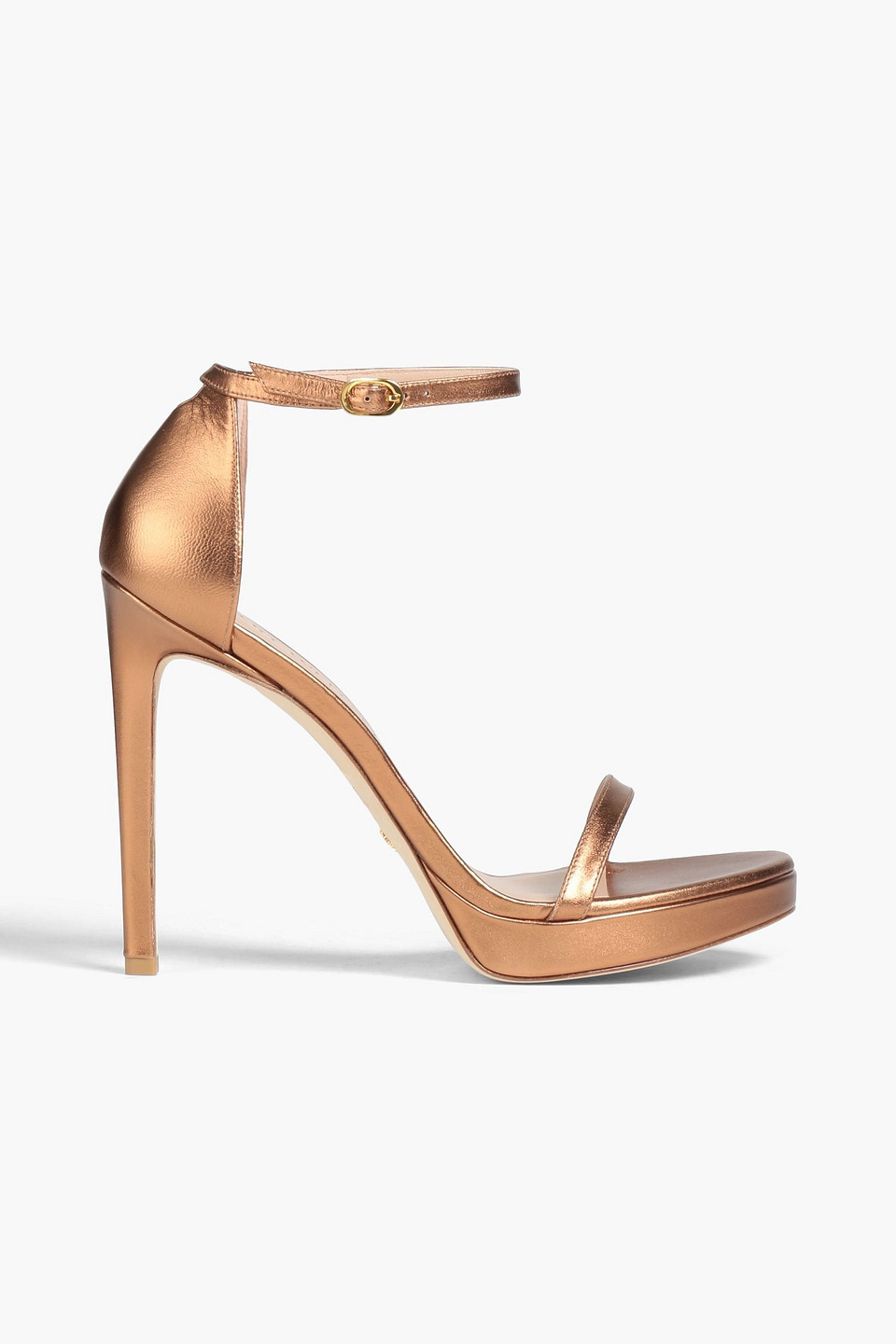 Stuart Weitzman Metallic Leather Platform Sandals In Gold