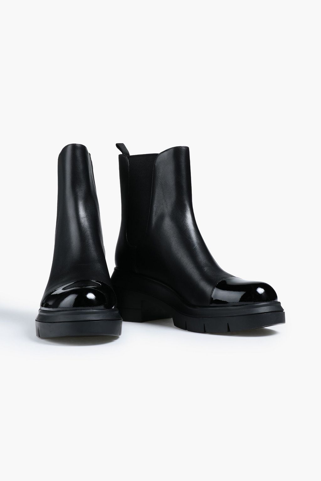 STUART WEITZMAN Norah smooth and patent-leather Chelsea boots