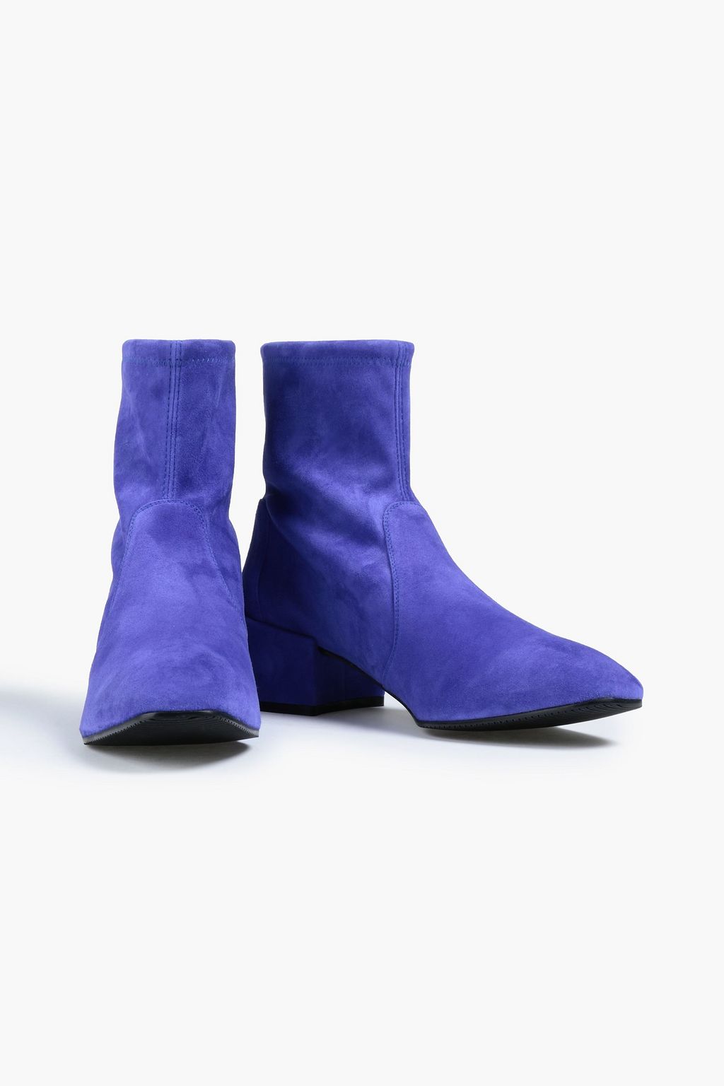 STUART WEITZMAN حذاء بوت على شكل جوارب ’أكورديون’ من الجلد السويدي المرن