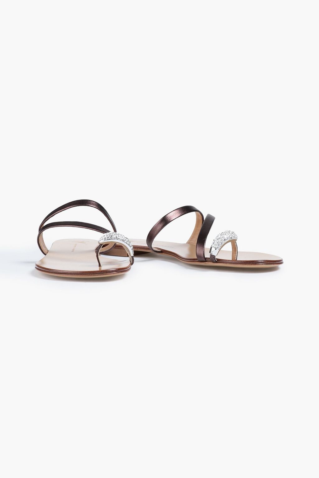 GIUSEPPE ZANOTTI Rock 10 crystal-embellished metallic leather sandals