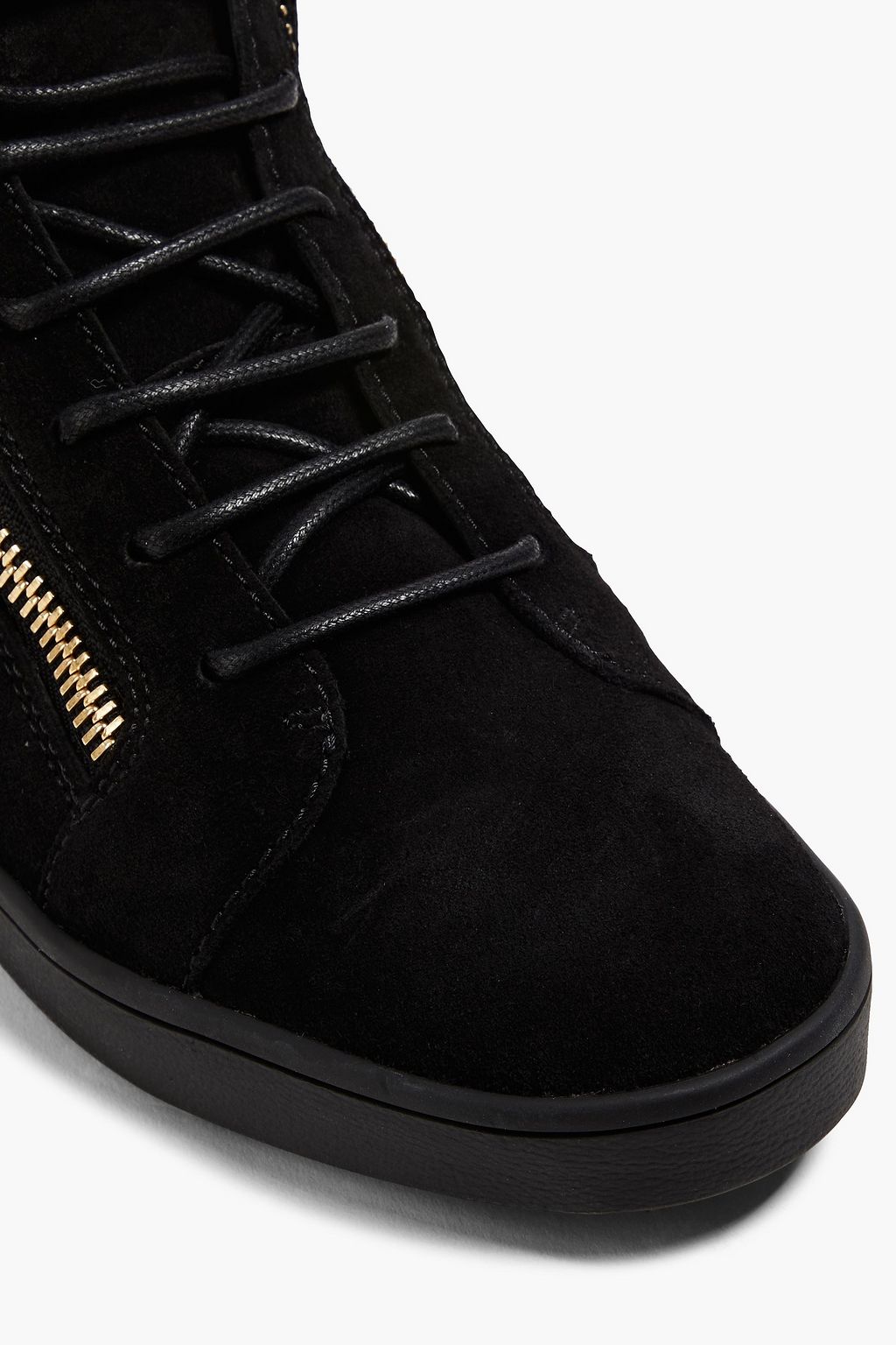 GIUSEPPE ZANOTTI Brek shearling-trimmed suede high-top sneakers