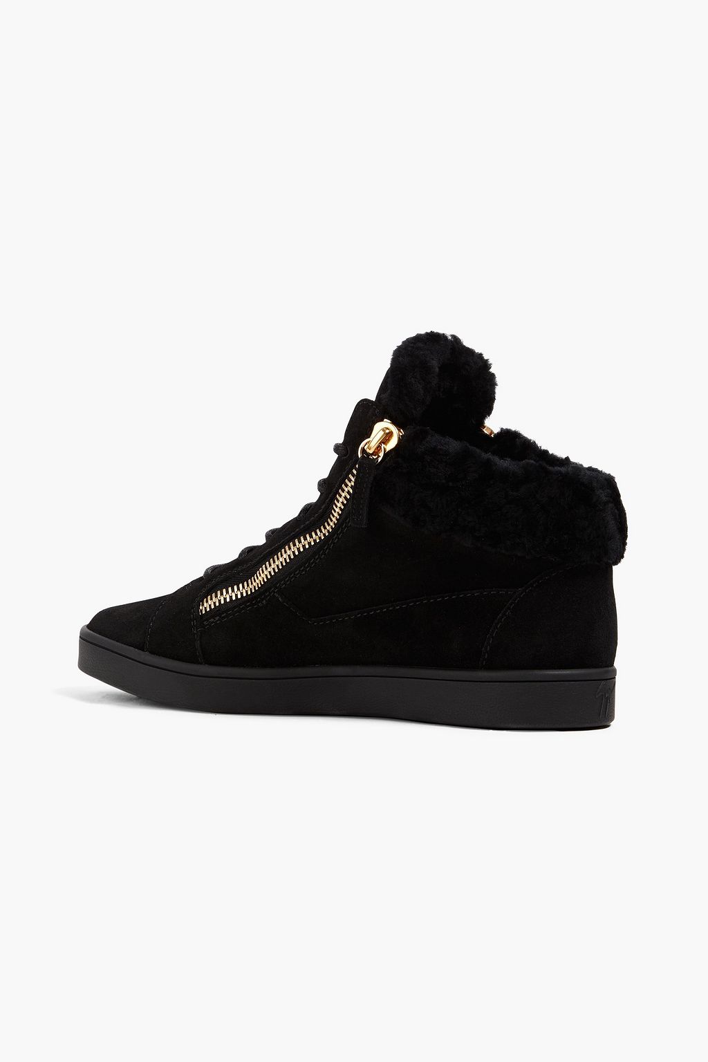 GIUSEPPE ZANOTTI Brek shearling-trimmed suede high-top sneakers