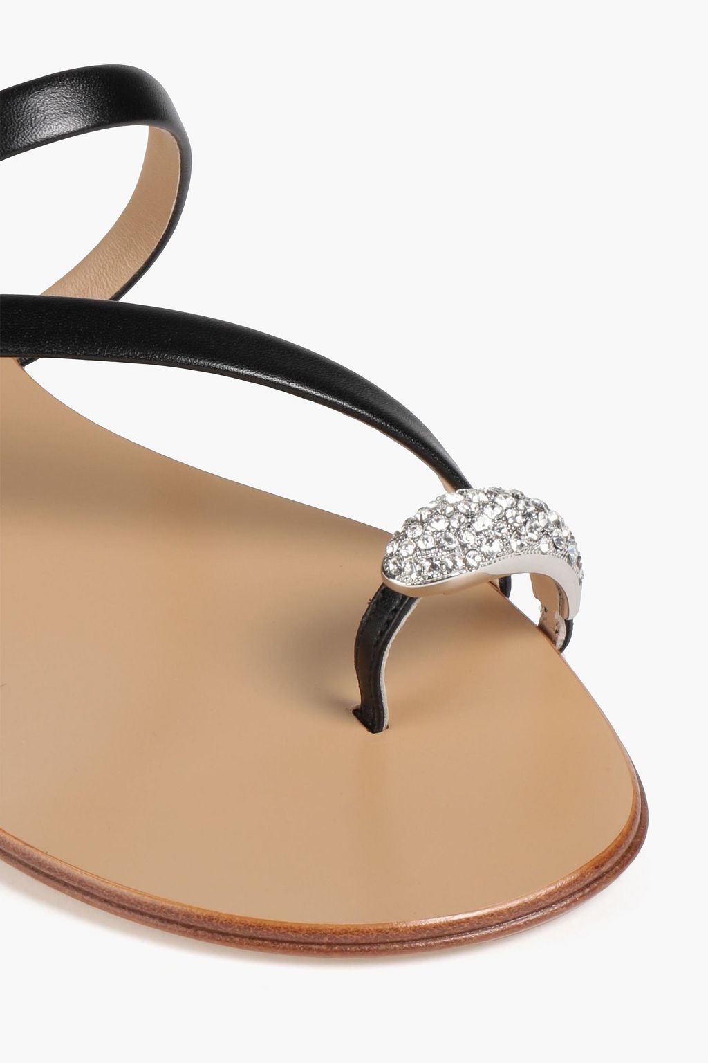 GIUSEPPE ZANOTTI Rock 10 レザー サンダル クリスタル付き メタリック