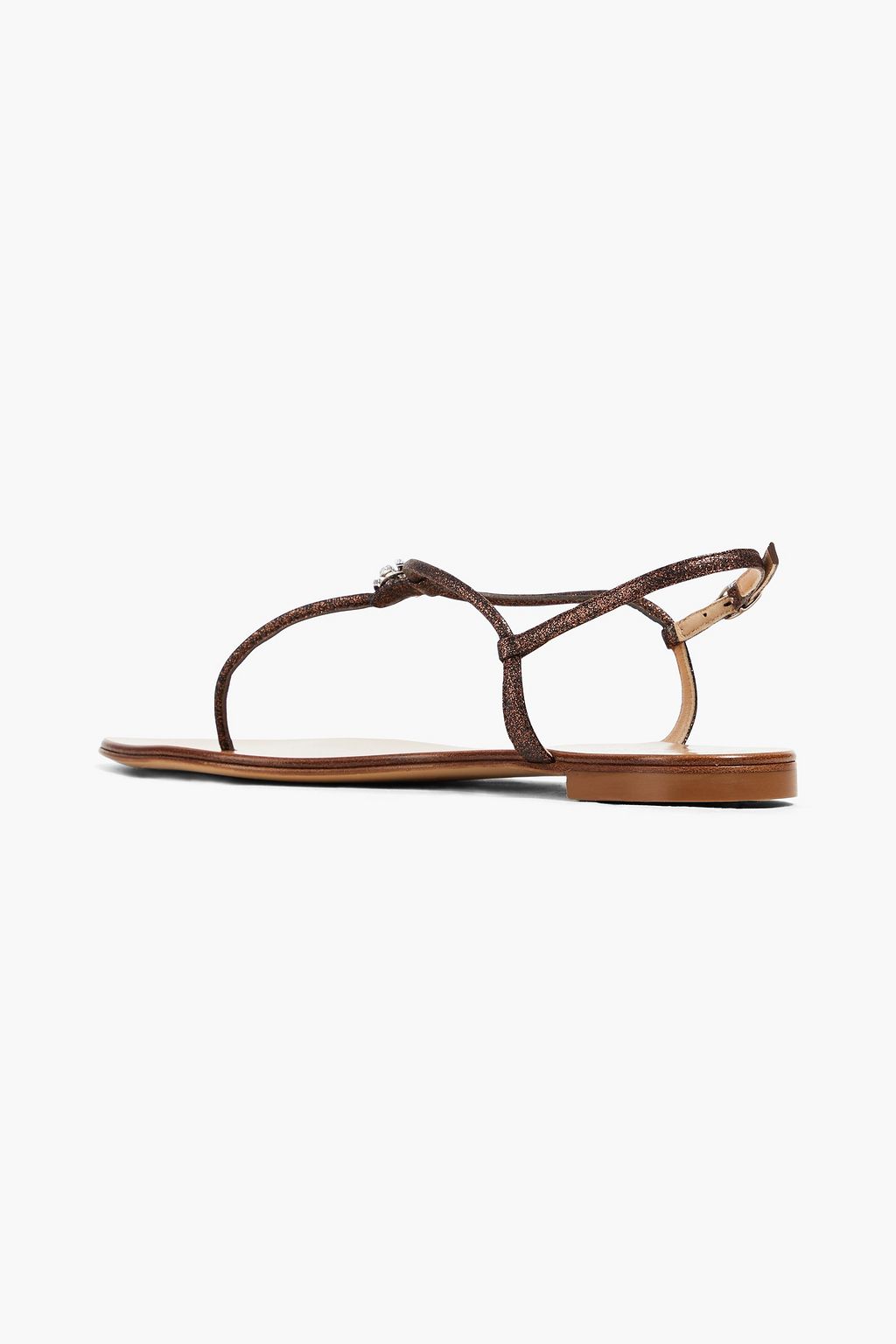 GIUSEPPE ZANOTTI 홀리 크리스털 & 글리터 장식 가죽 샌들