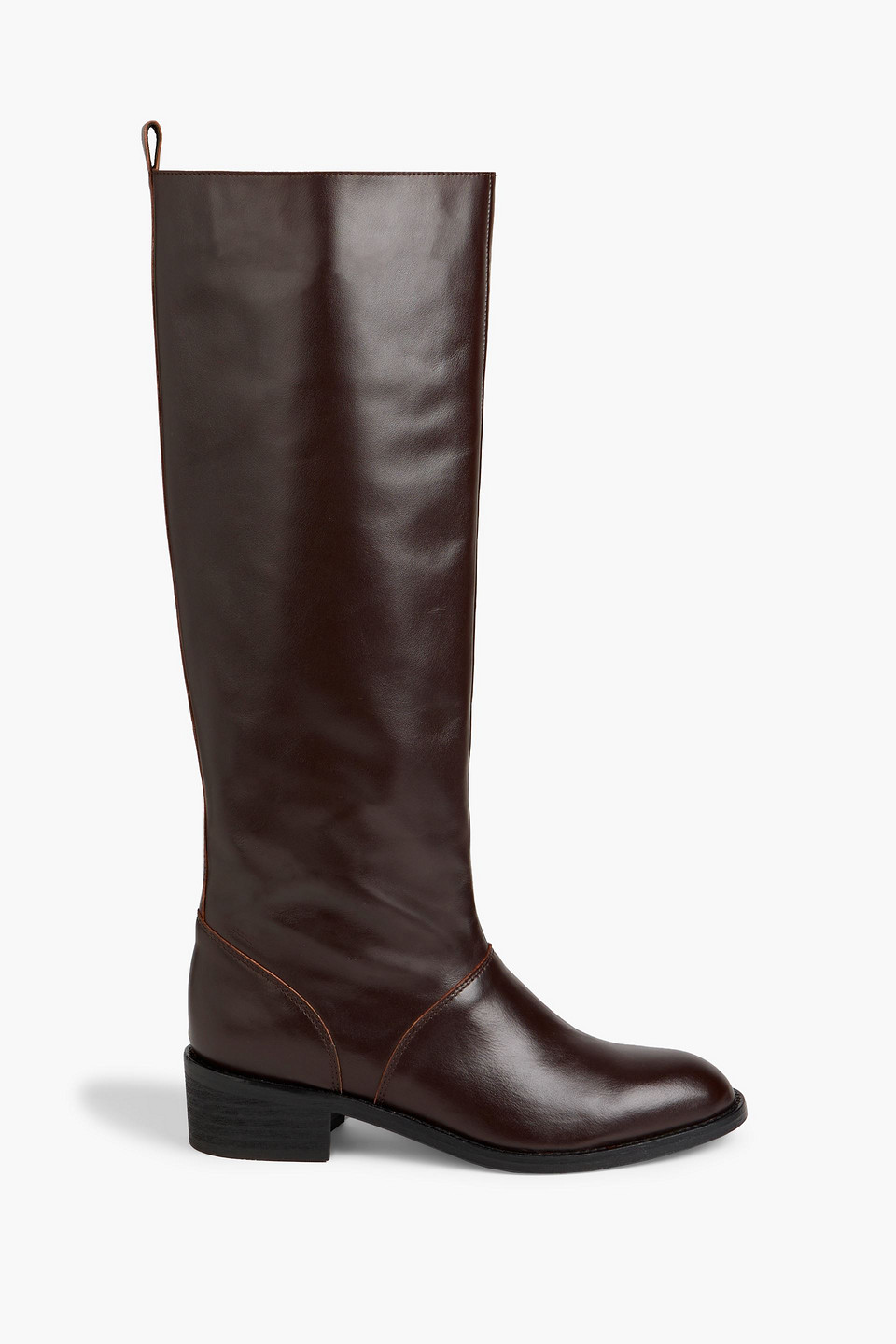 Iris & Ink Isabella Leather Knee Boots In Dark Brown