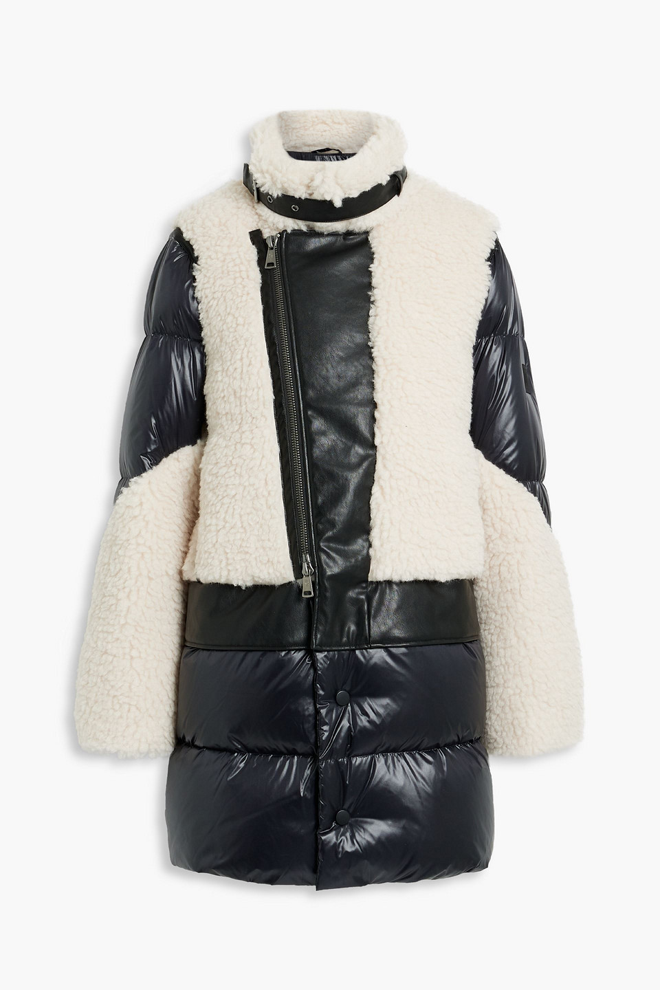 Luisa Cerano Convertible Quilted Shell And Faux Shearling Down Coat In Black