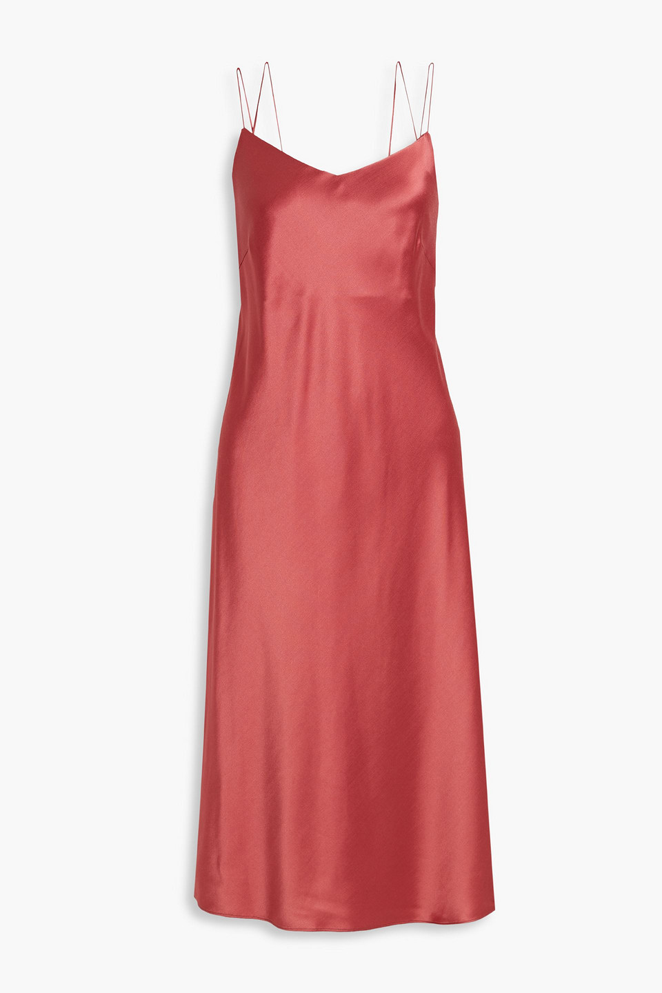Luisa Cerano Satin-crepe Midi Slip Dress In Papaya
