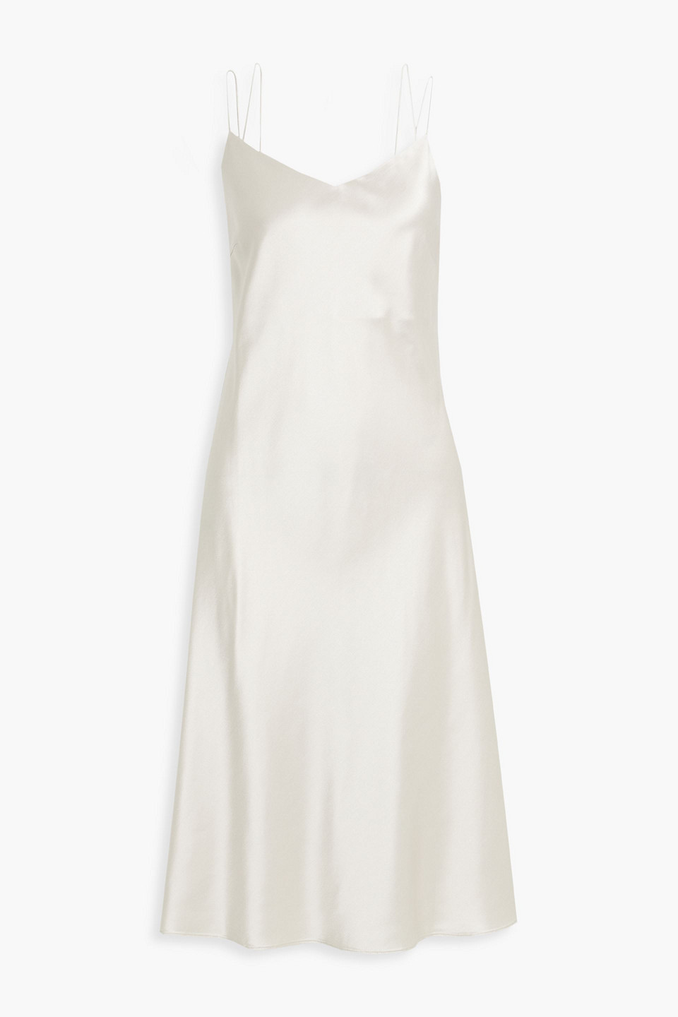 Luisa Cerano Satin Midi Slip Dress In Off-white