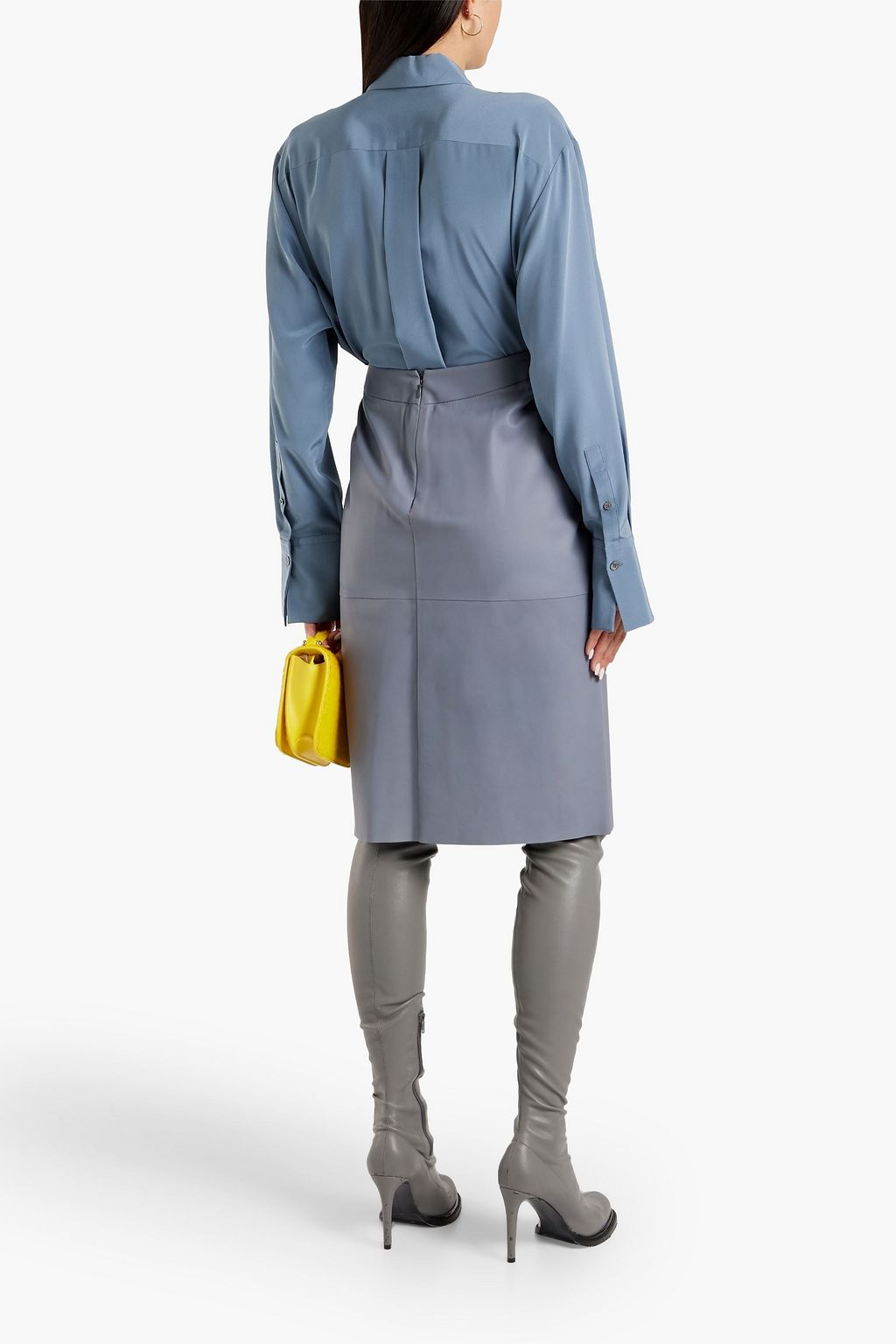JIL SANDER Gathered leather skirt