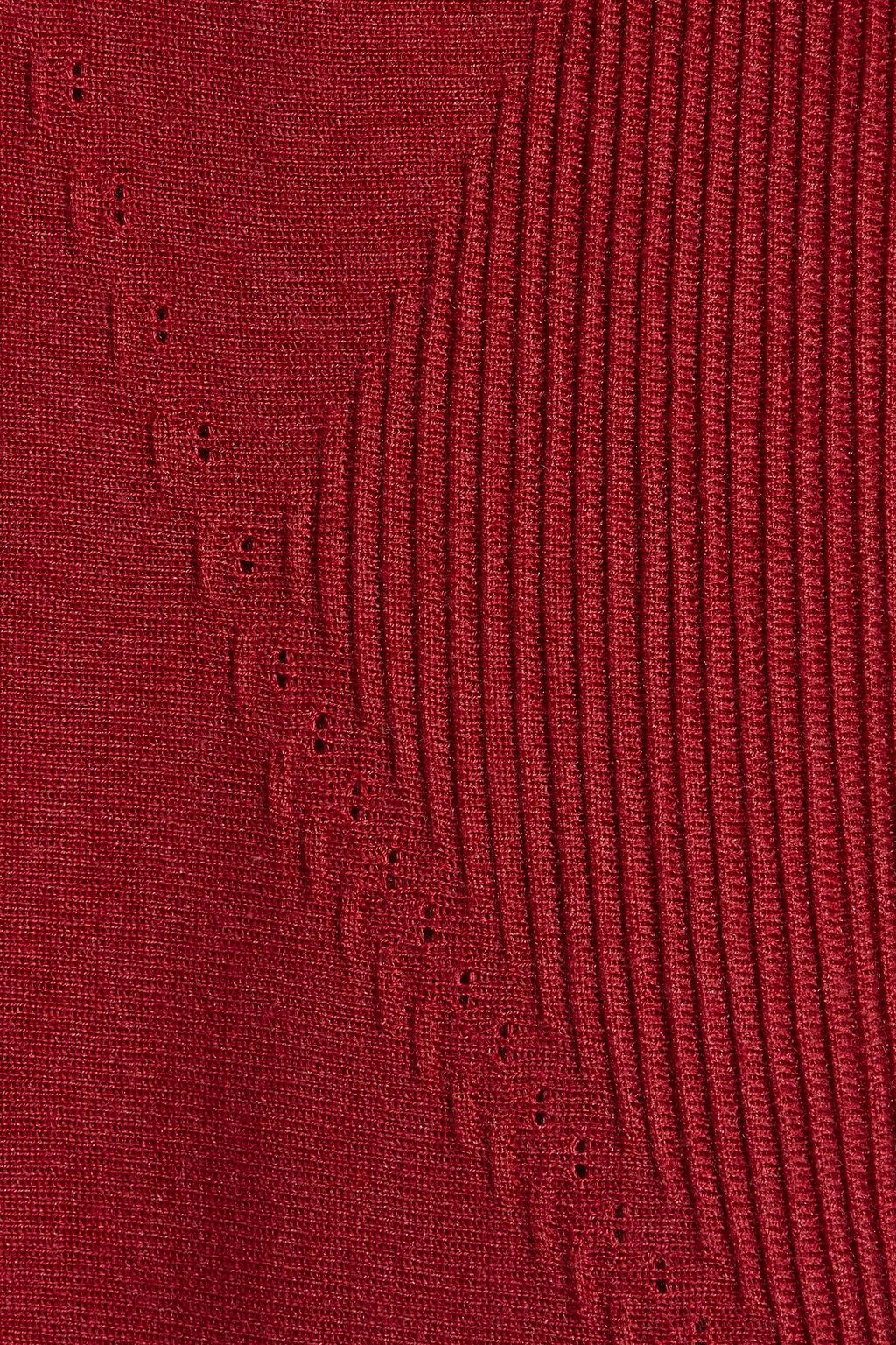 FERRAGAMO Pleated wool and silk-blend midi dress