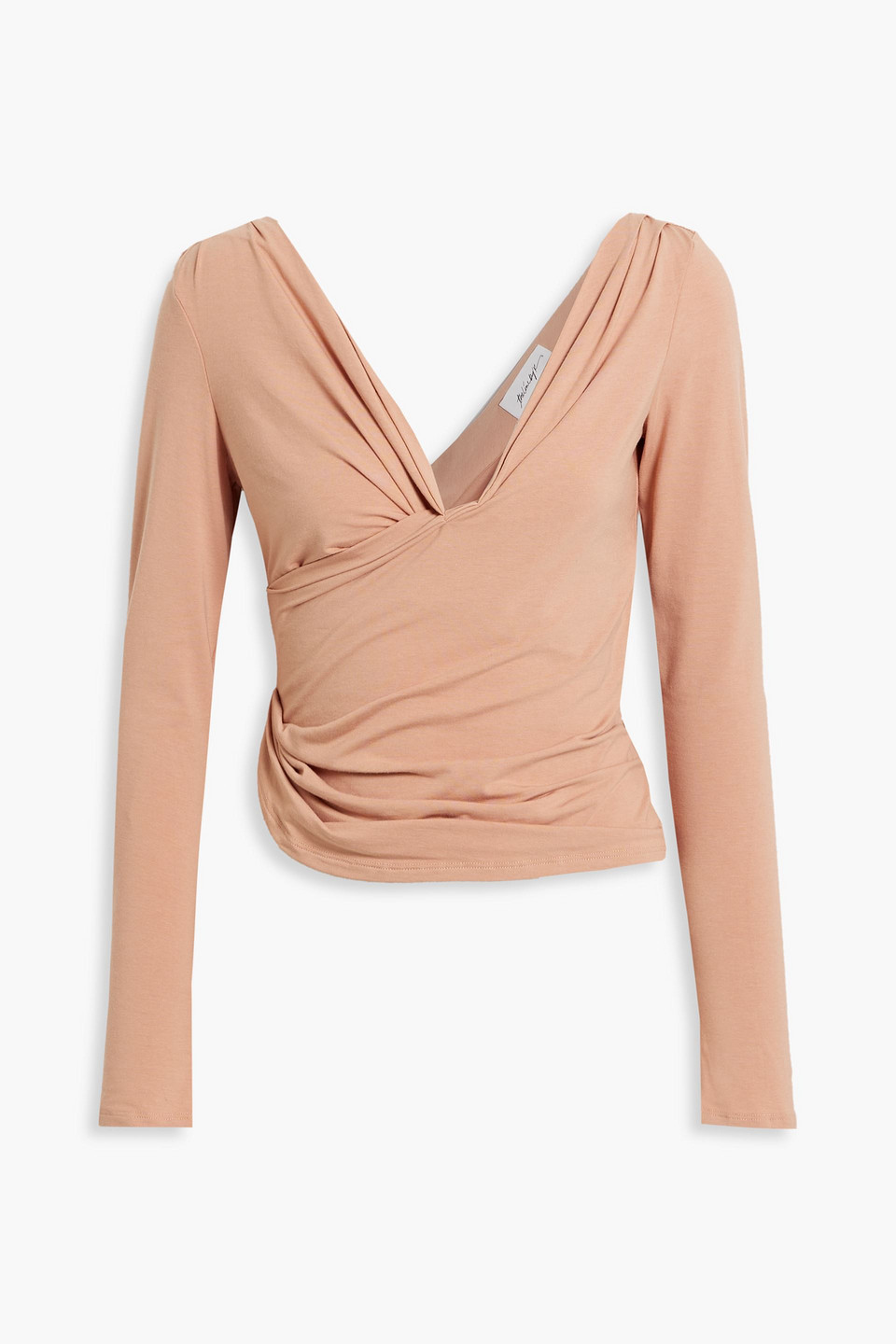 the line by k - umi wrap-effect stretch-cotton and modal-blend jersey top - pink - xs