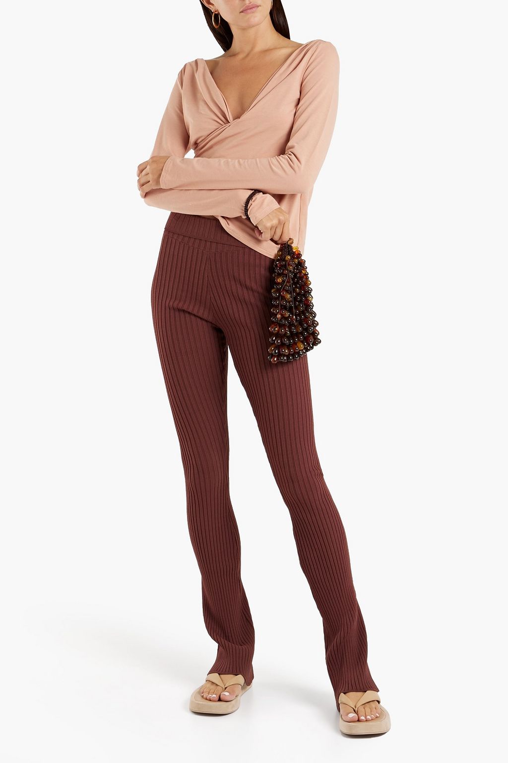 THE LINE BY K Ruched stretch cotton and modal-blend jersey top