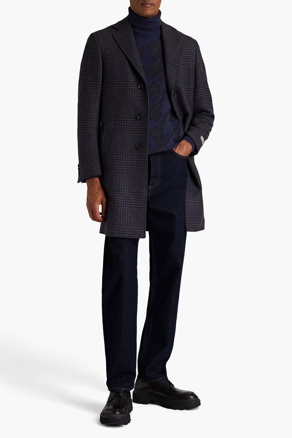 CANALI Kei Prince of Wales checked wool coat