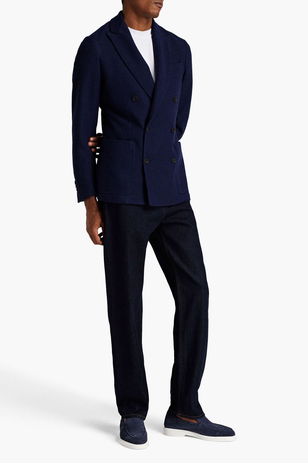 CANALI Double-breasted wool-jacquard blazer