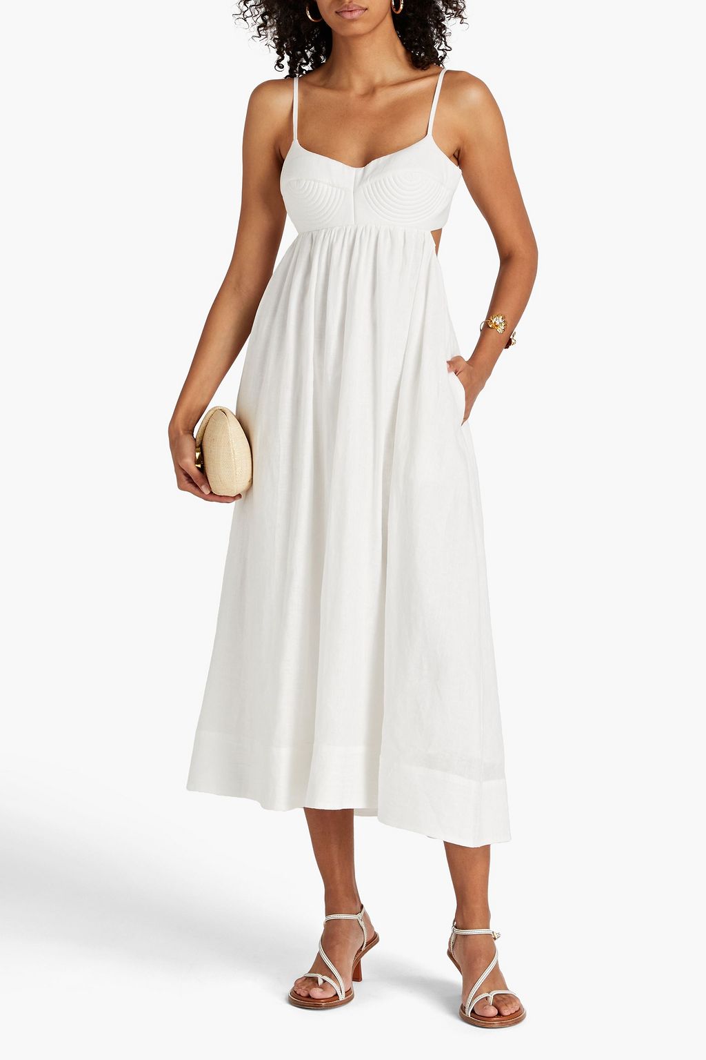ZIMMERMANN Cutout quilted linen mini dress