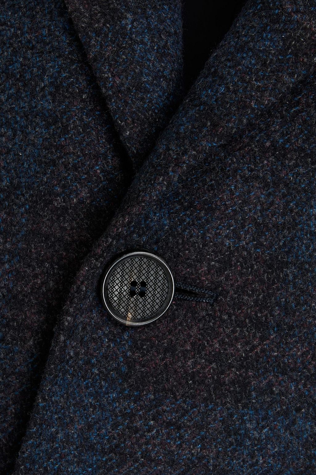 CANALI Checked brushed wool and cashmere-blend felt coat