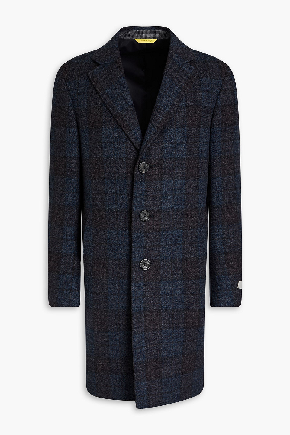 Canali Checked Brushed Wool And Cashmere-blend Felt Coat In Blue