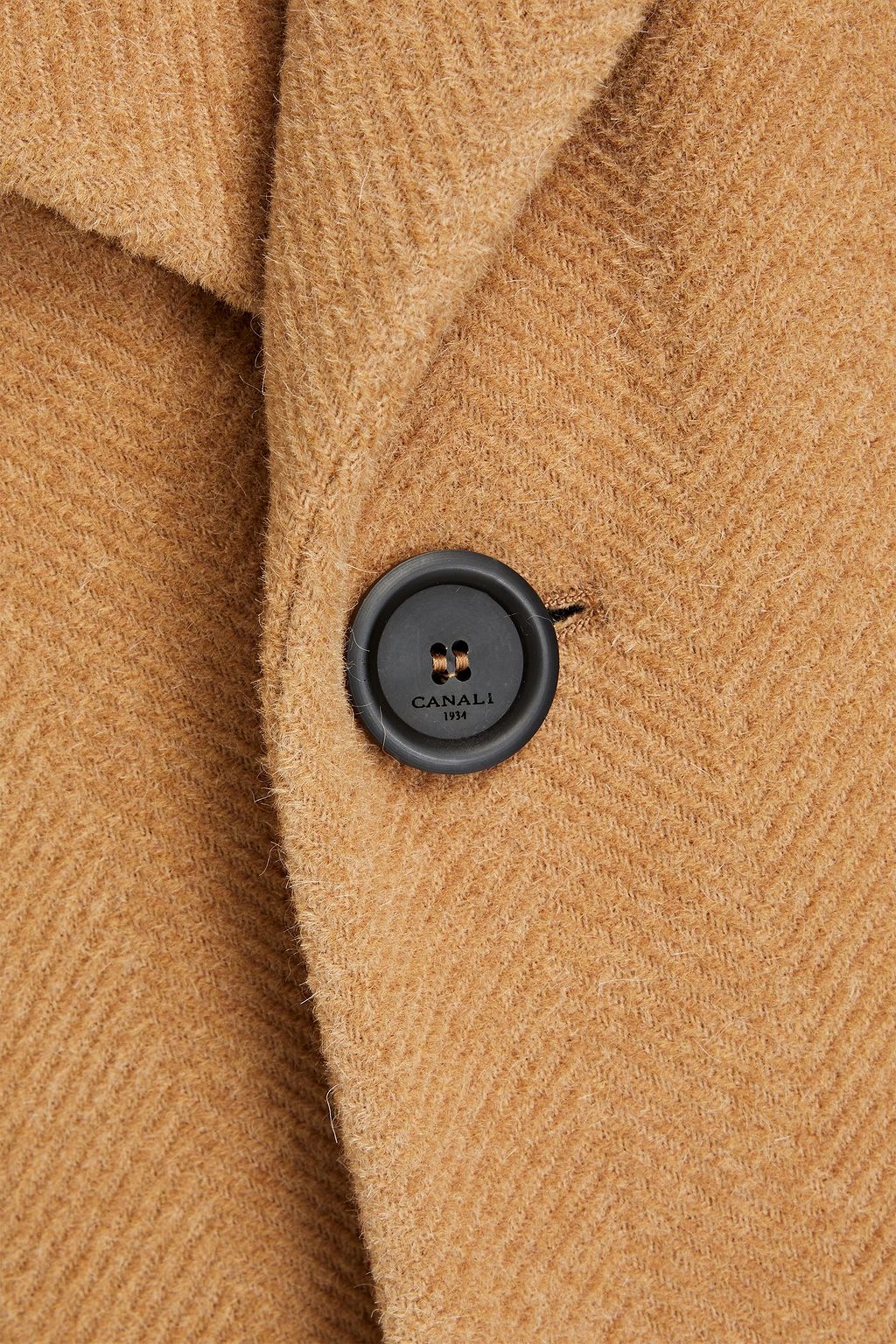 CANALI Herringbone brushed wool-blend felt coat
