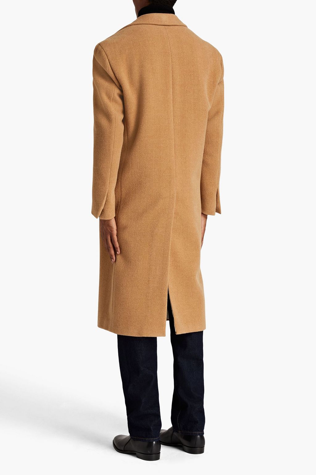 CANALI Herringbone brushed wool-blend felt coat