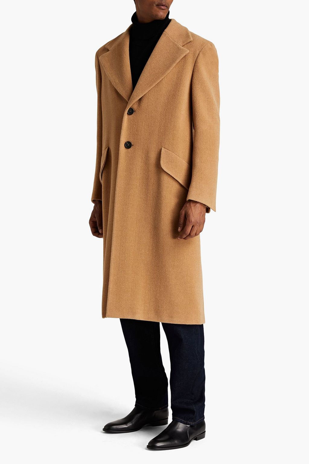 CANALI Herringbone brushed wool-blend felt coat