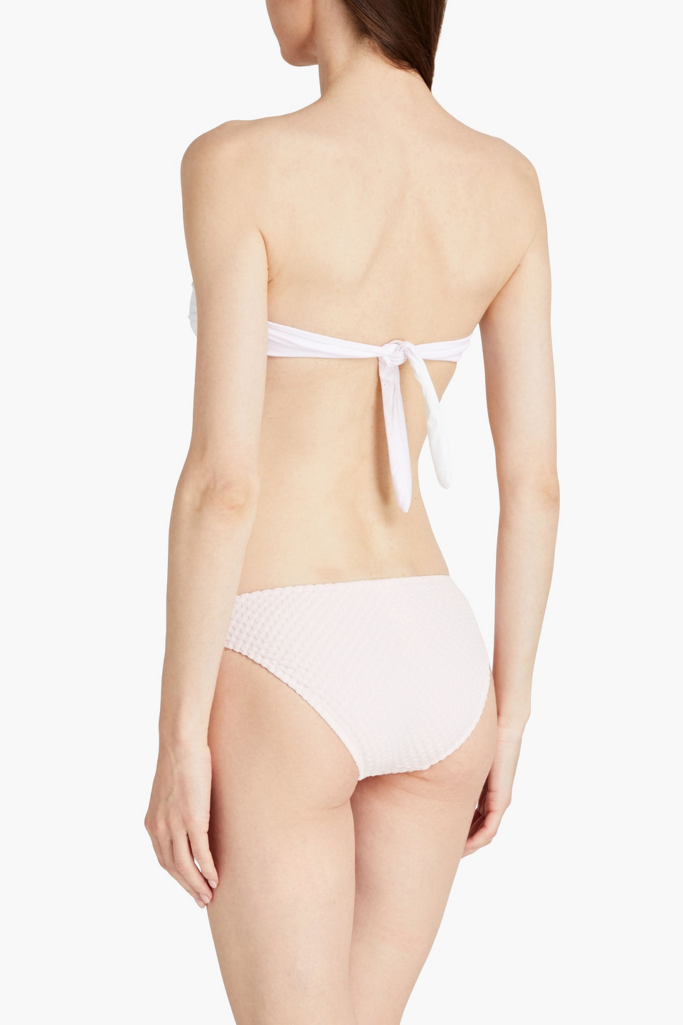 Shop Seafolly Riviera Stretch-seersucker Low-rise Bikini Briefs In Baby Pink