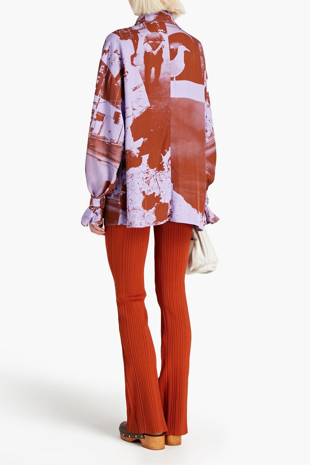 REJINA PYO Astrid zweifarbiges Hemd aus Twill mit Print
