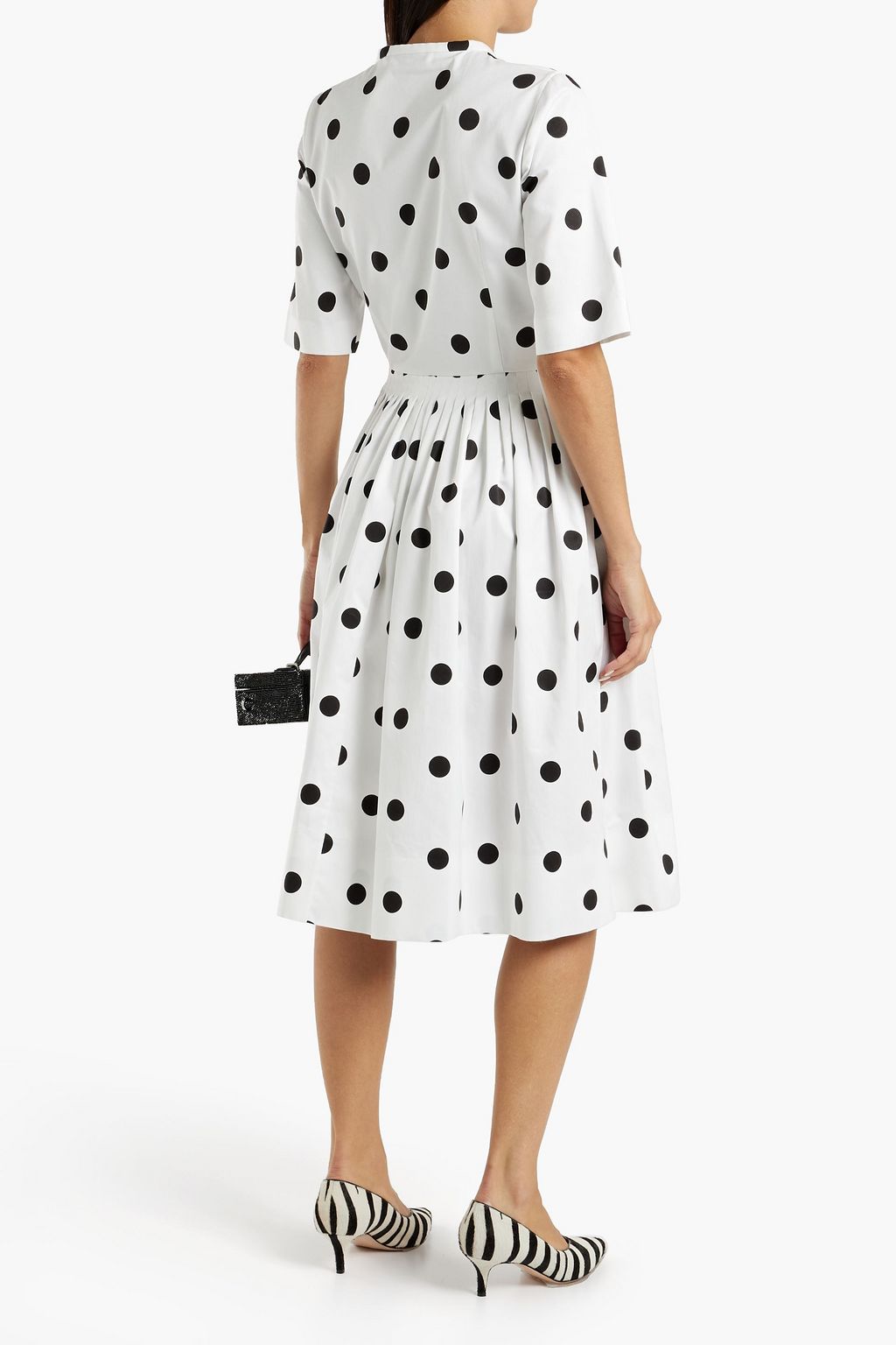 OSCAR DE LA RENTA Polka-dot cotton-twill dress