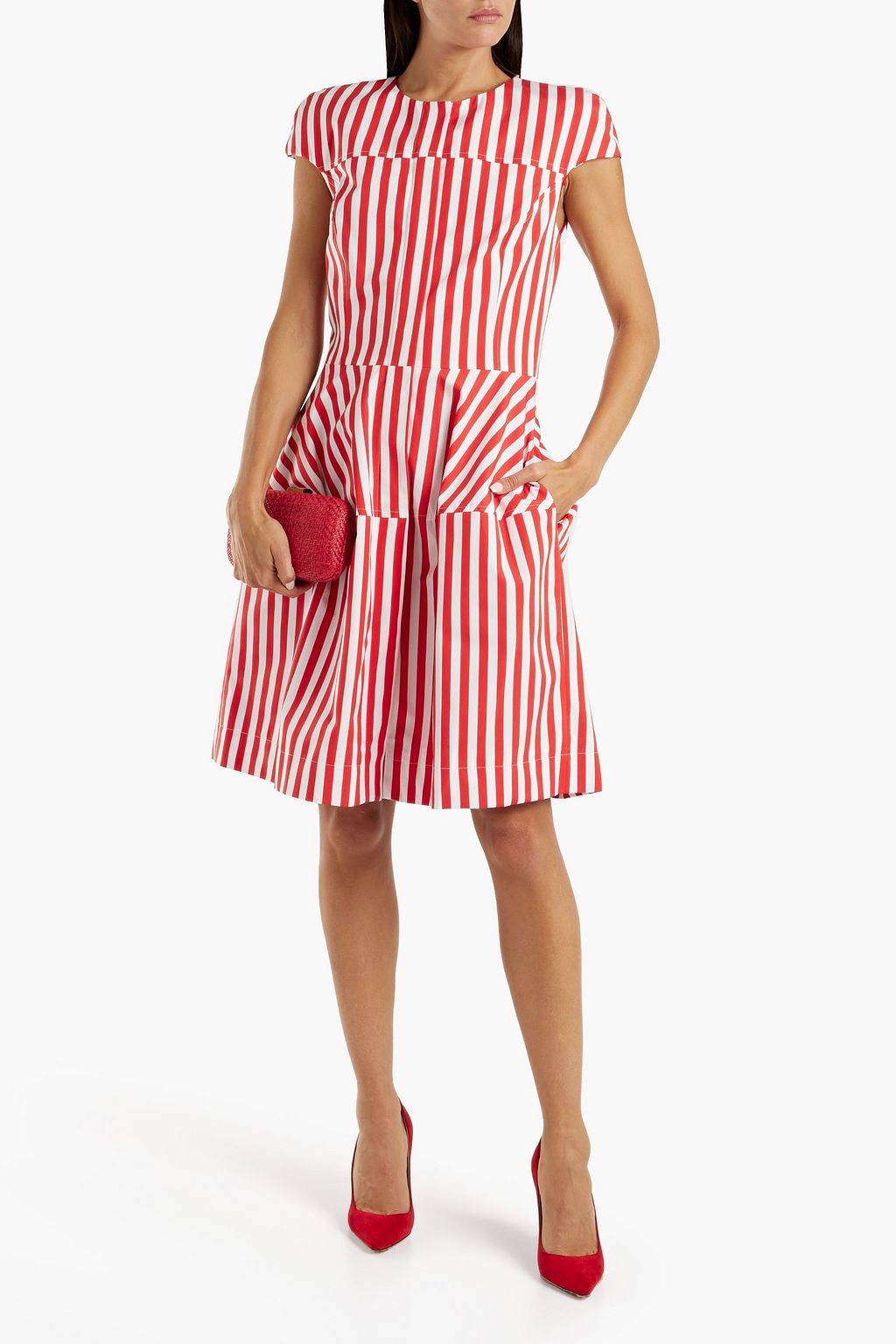 OSCAR DE LA RENTA Striped cotton dress