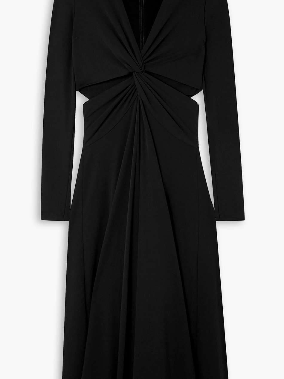 twist-front cutout jersey midi dress