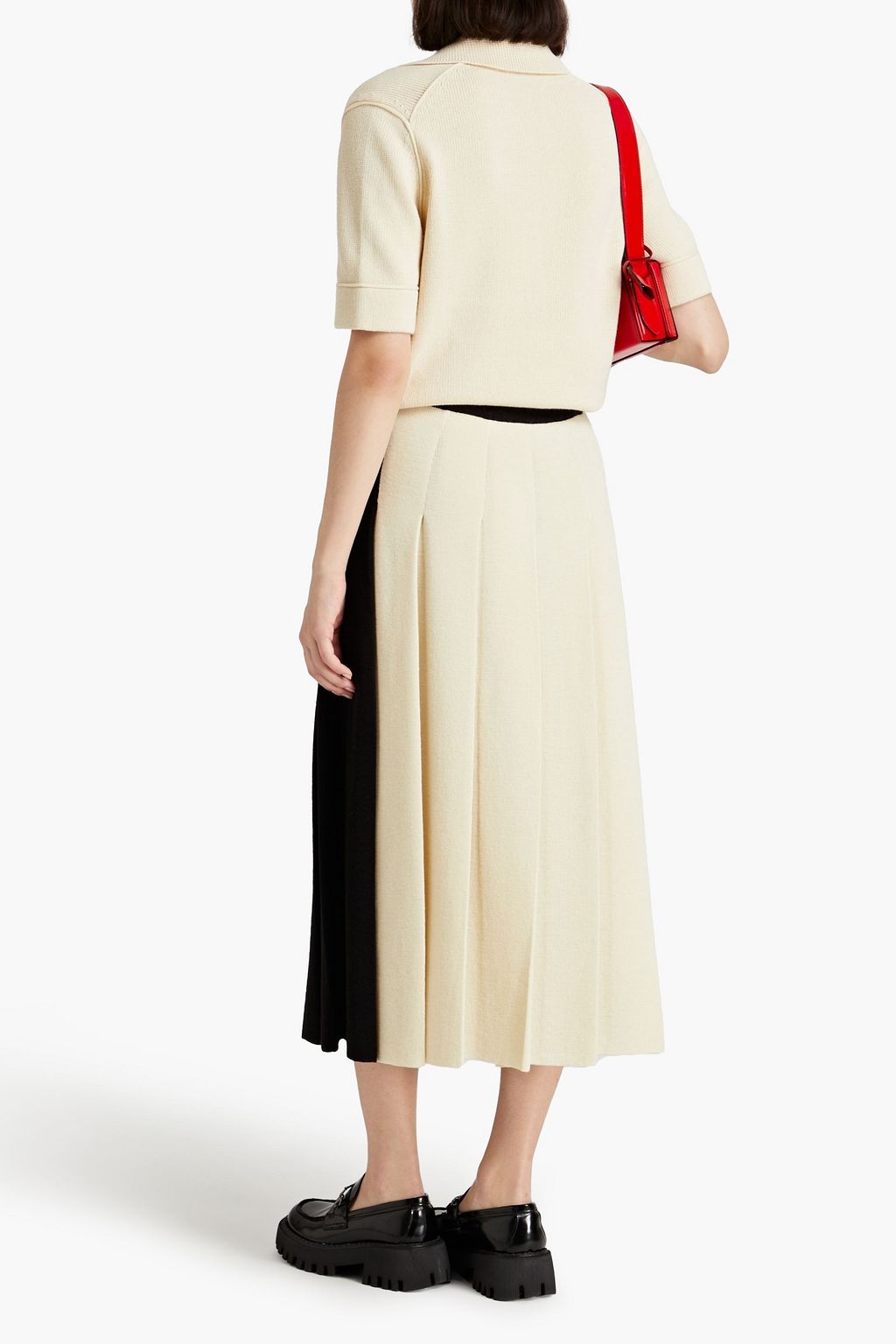 GUCCI Pleated two-tone wool midi skirt