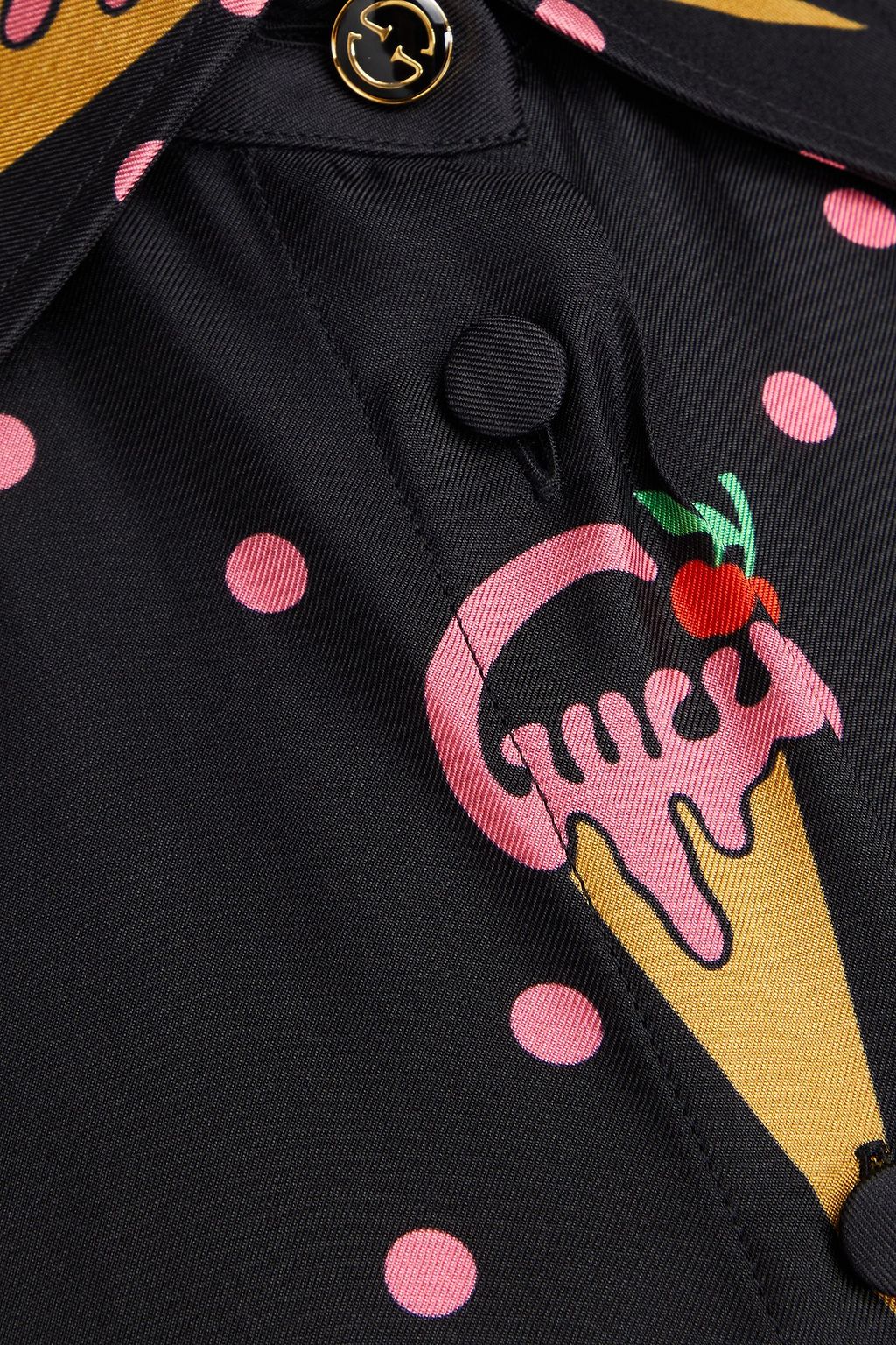 GUCCI قميص مصنوع من حرير التويل ومزين بطبعات