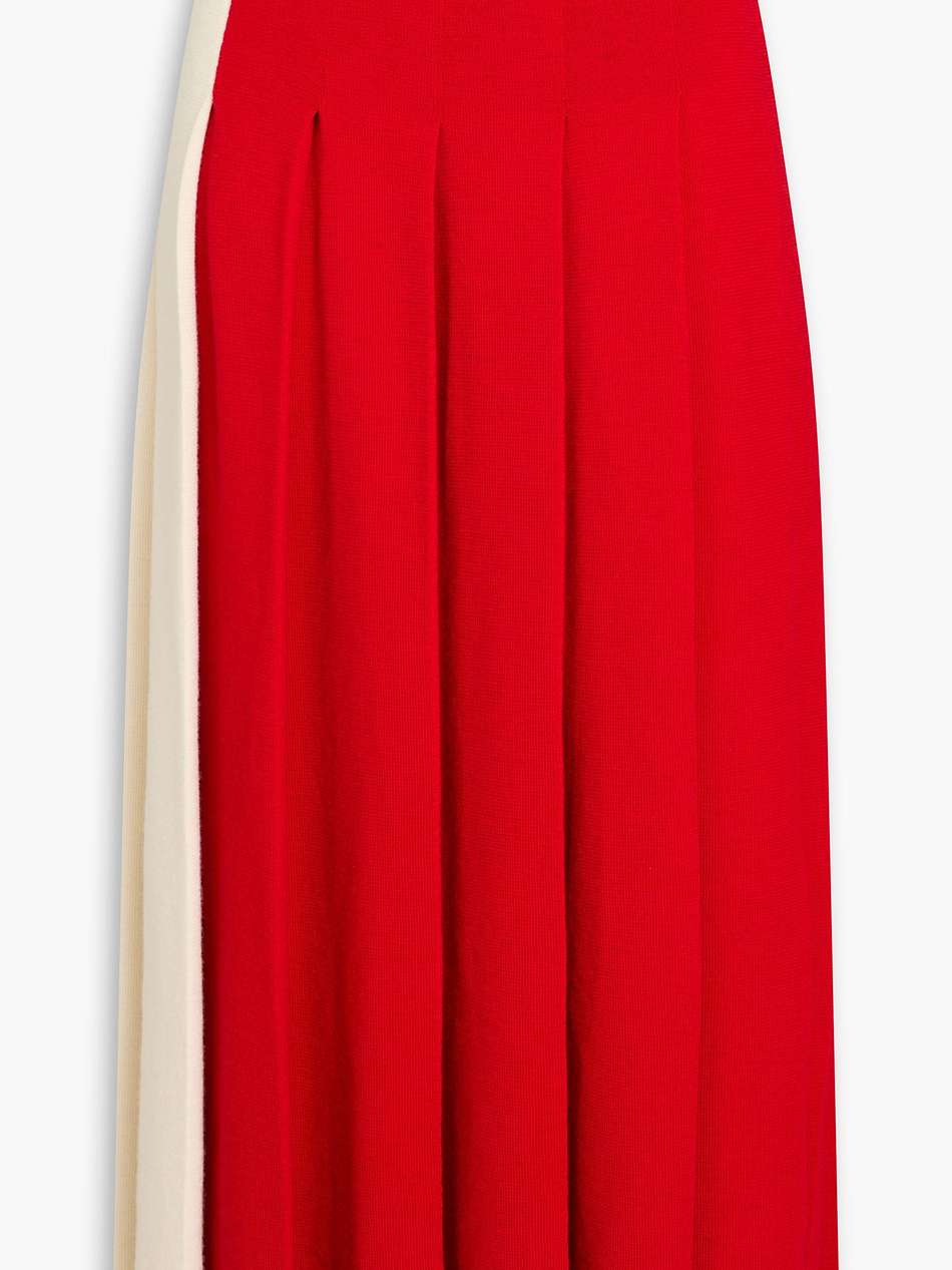 two-tone pleated wool midi skirt