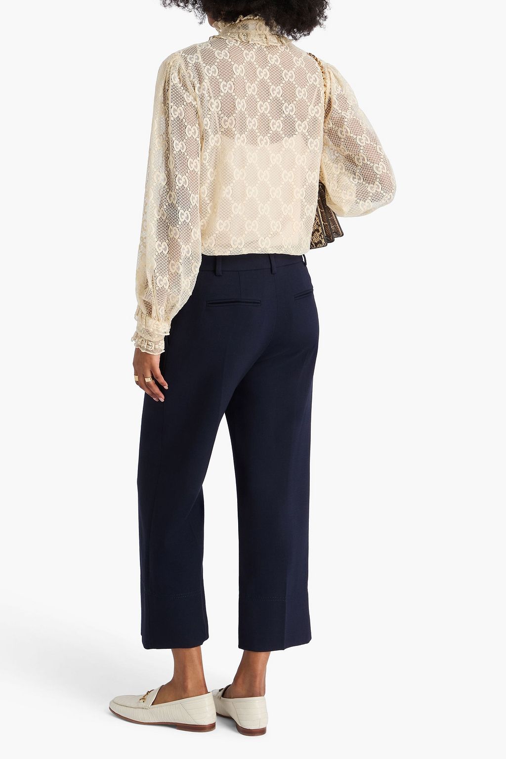 GUCCI Ruffled cotton-blend lace shirt