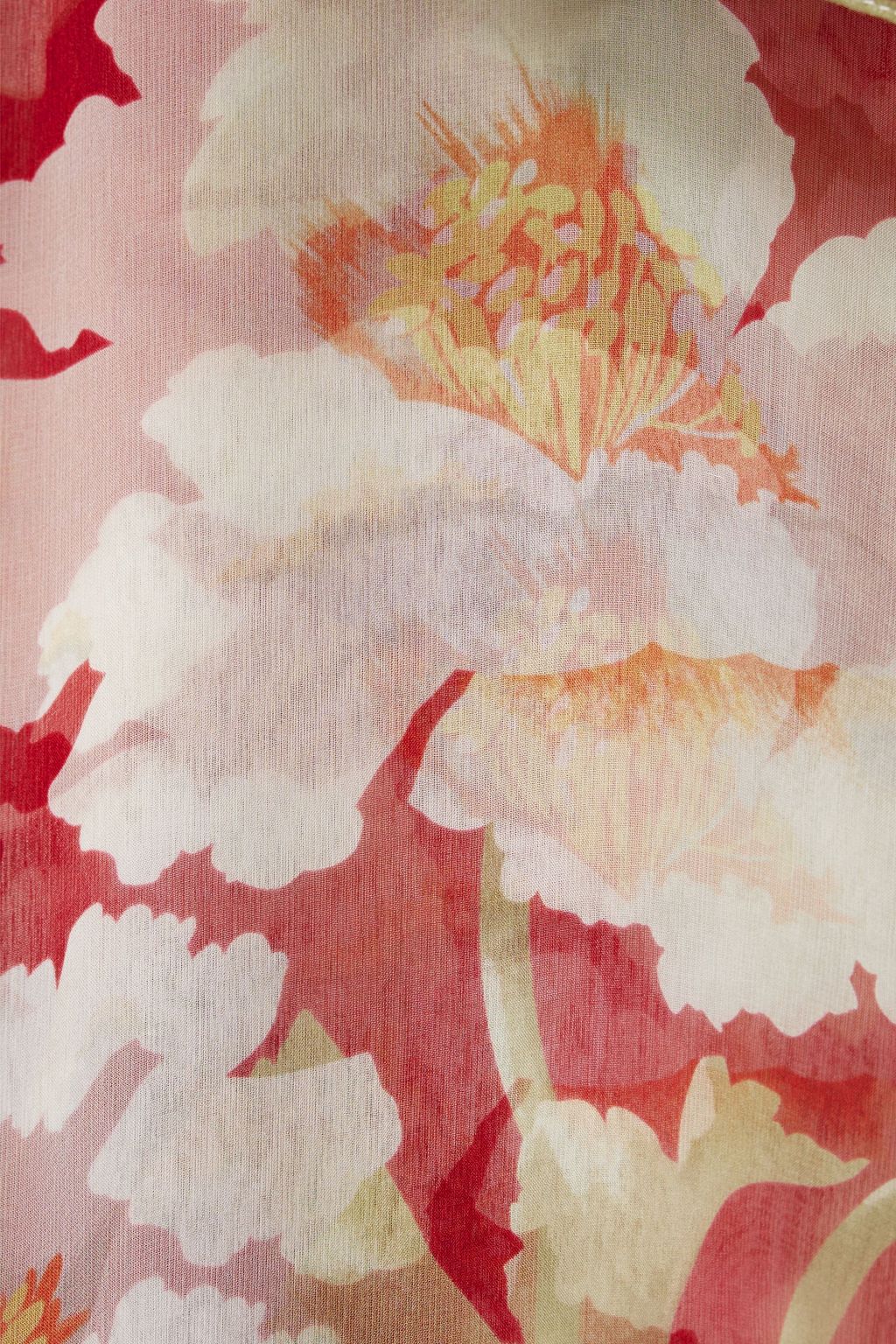 OSCAR DE LA RENTA Pussy-bow floral-print silk-chiffon blouse