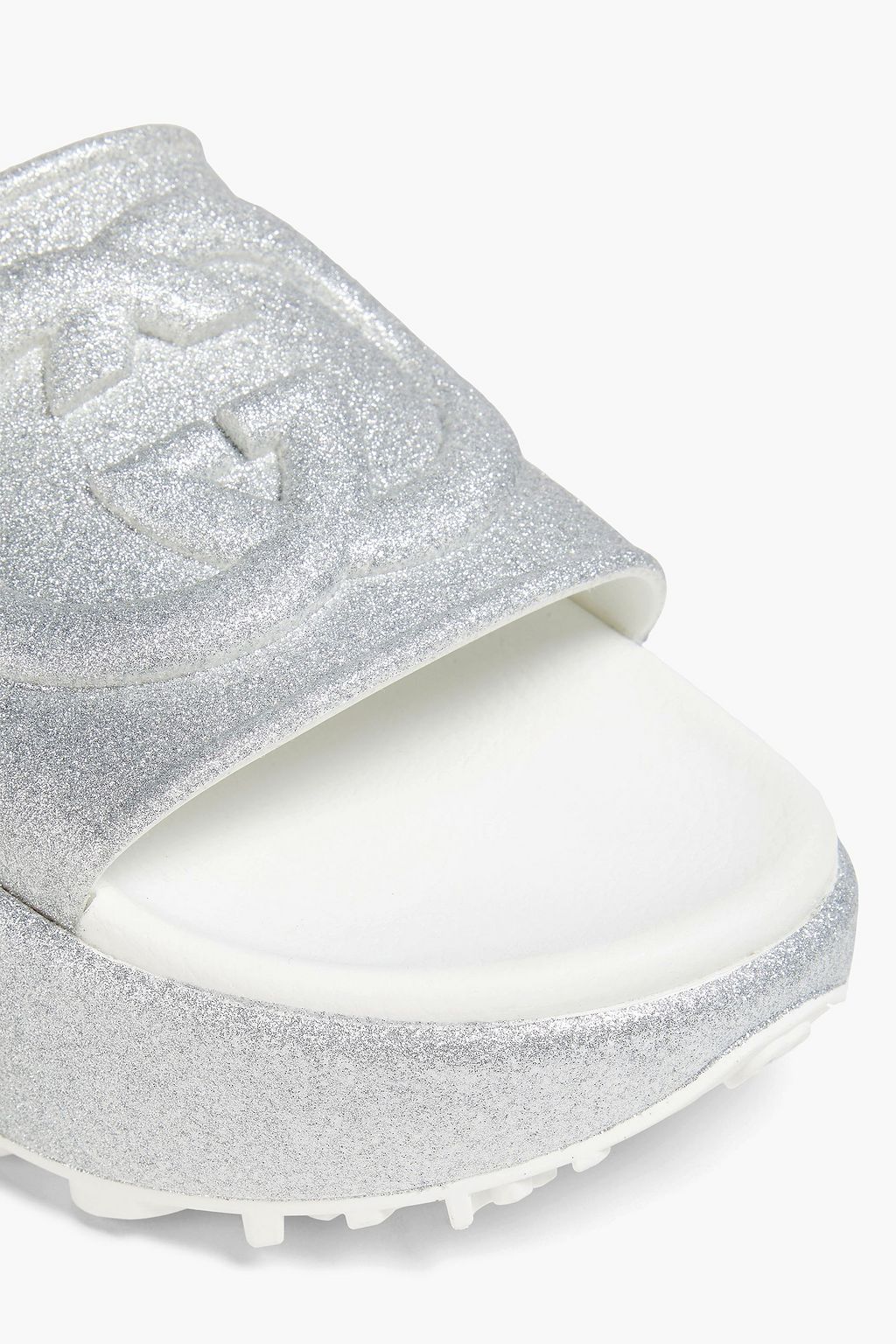 GUCCI Glittered rubber platform slides