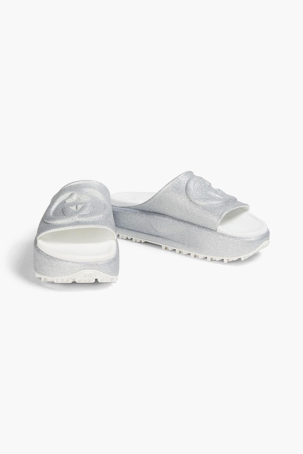 GUCCI Glittered rubber platform slides