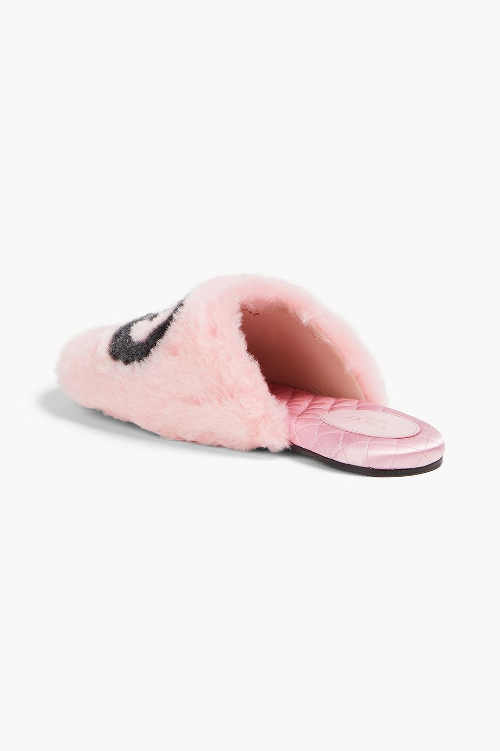 GUCCI Logo-print faux fur slippers